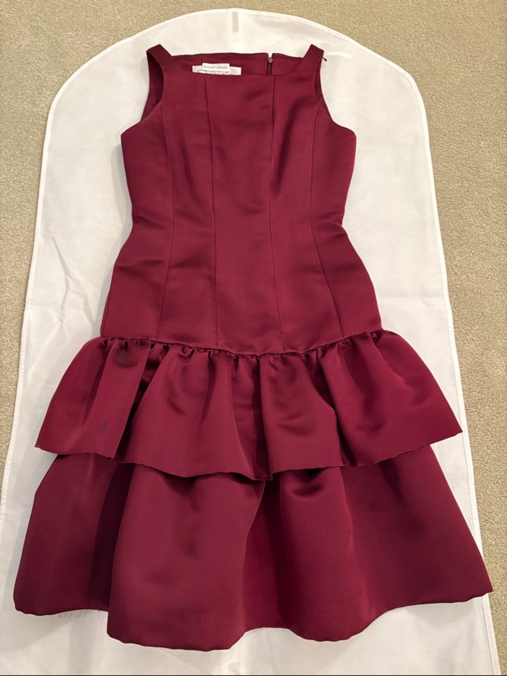 Oscar de la Renta Wine Red Satin Cocktail Dress, size 2